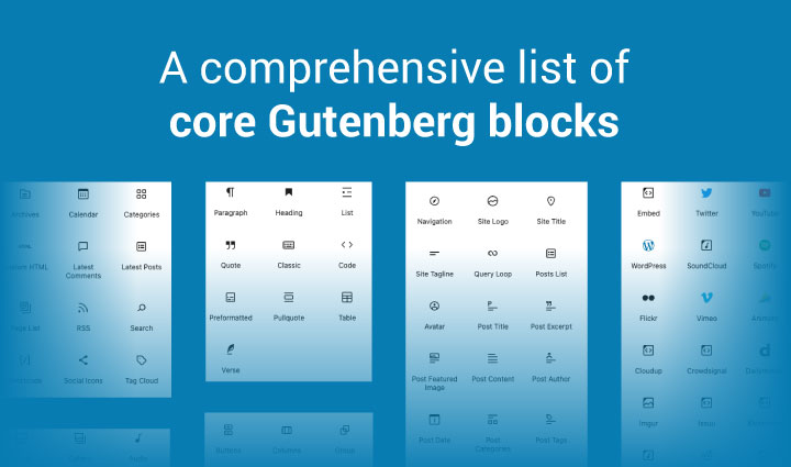 a comprehensive list of core blocks